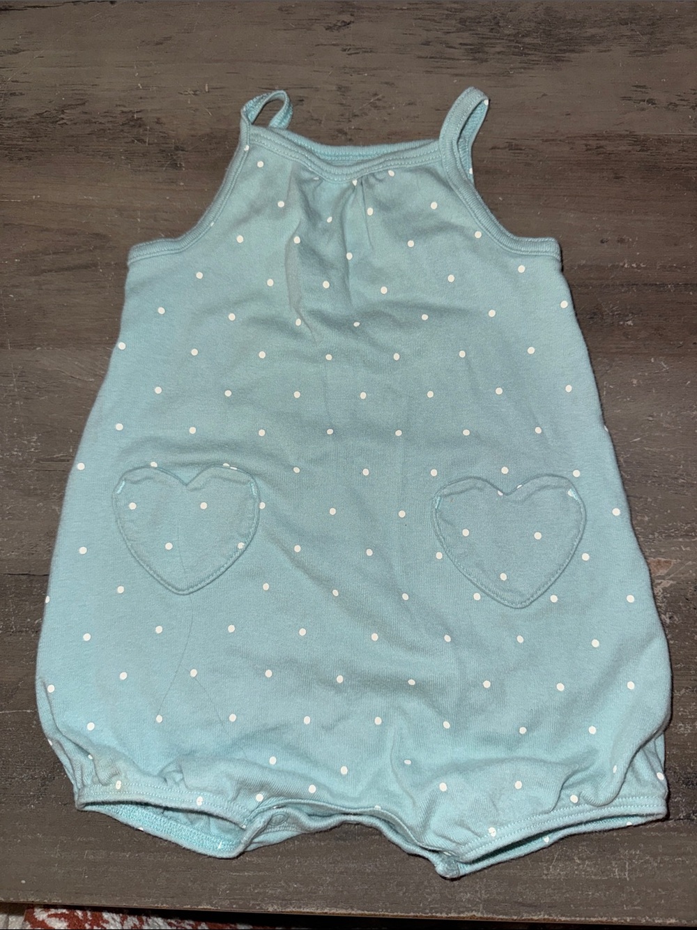 Carter's Light Blue Polka Dot Heart Pocket Sleep Romper